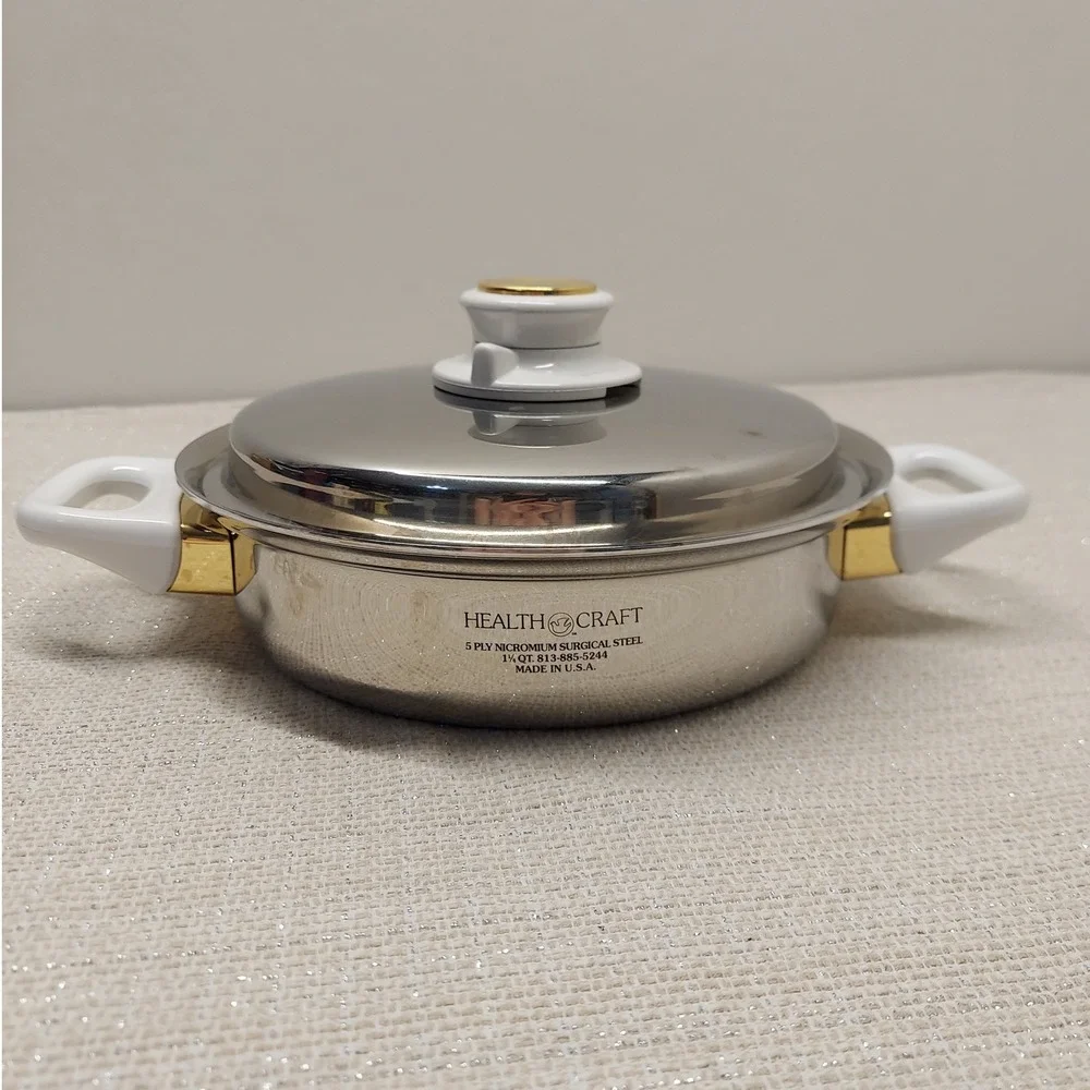 Health Craft 5 Ply Nicromium Surgical Steel 1.25 QT Saucepan with Lid USA